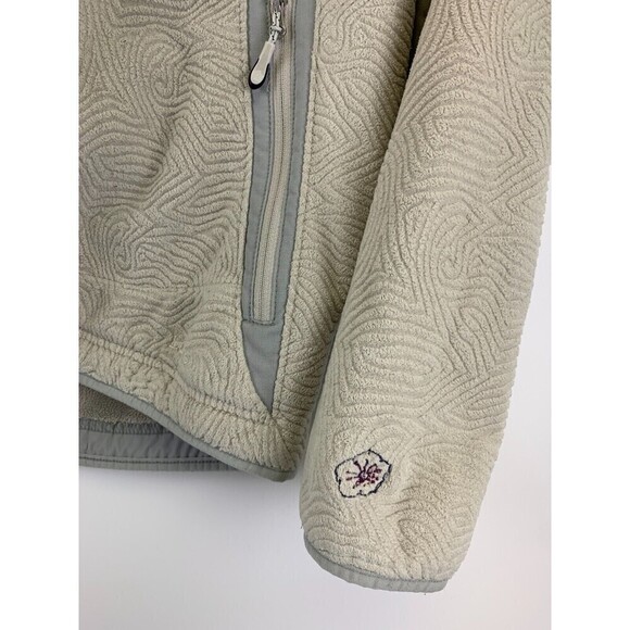 BOGO LL Bean Textured Fleece Full Zip Jacket Floral Embroiderd Women Petite Smal - Picture 3 of 15